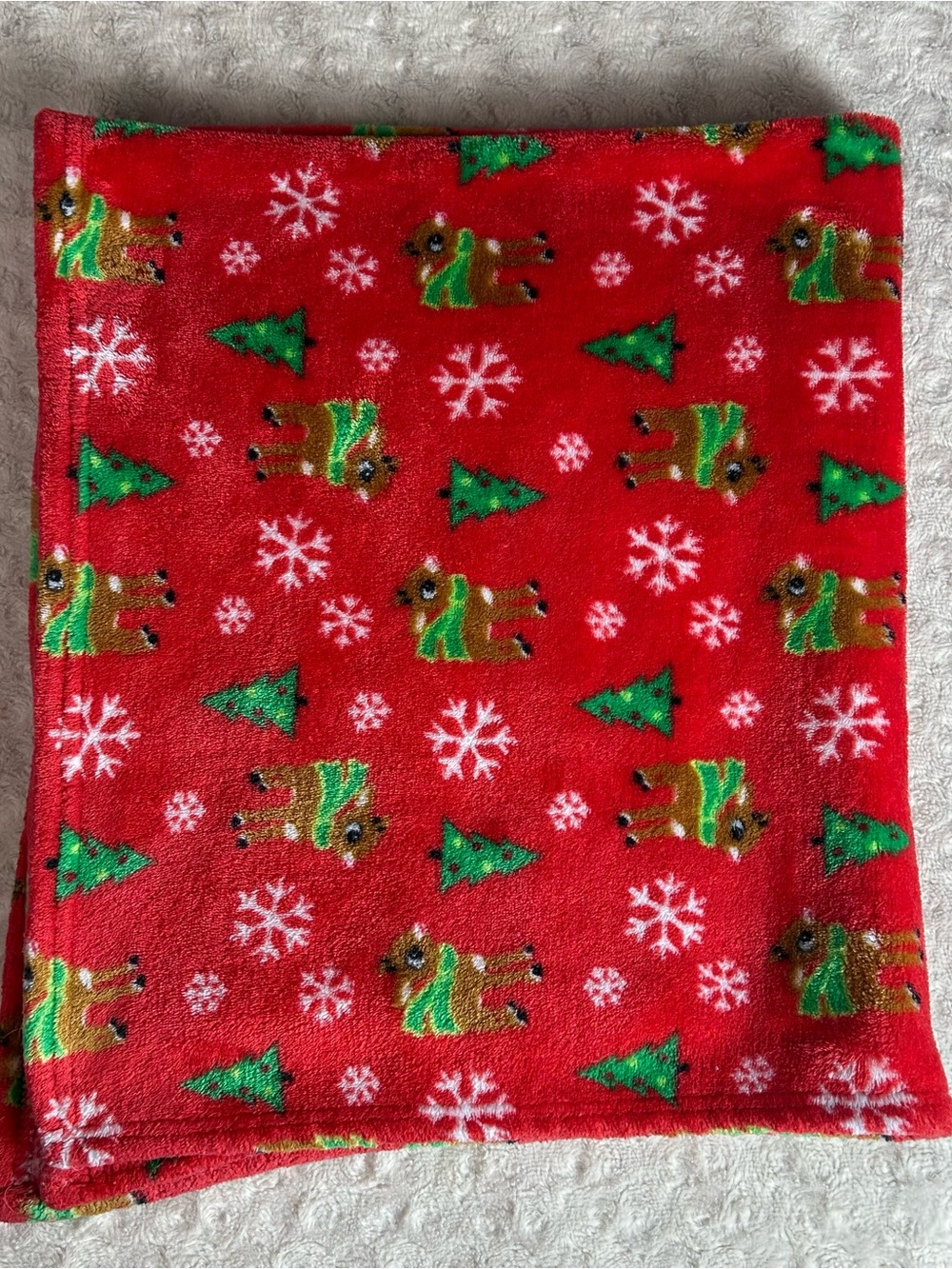 Rudolph the Red Nosed Reindeer Baby Blanket Snowflakes Christmas Tree Rashti